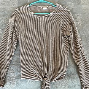 Brown and white striped top